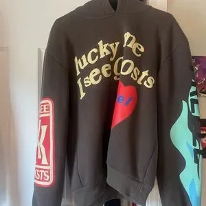 Lucky me I see ghost Graphic Hoodie with Colorful Accents